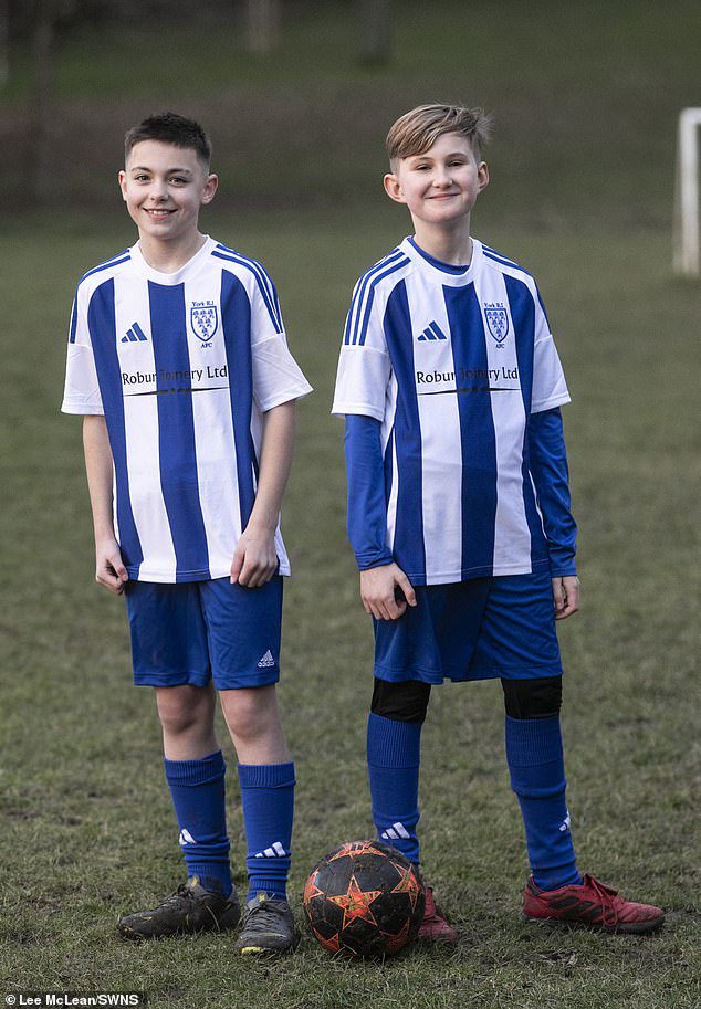 YRI AFC players Camille Porhel (right) and Flo Topham (left), both 11, have short haircuts and say that going to matches now made them anxious