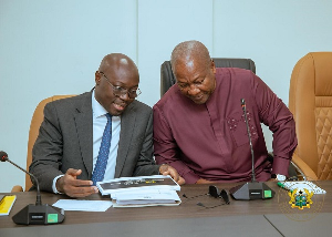 Minister of Finance, Dr. Cassiel Ato Forson and President John Dramani Mahama at the meeting