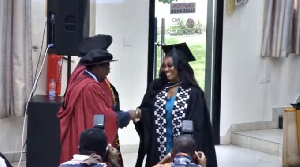 Jackie Appiah receiving her certificate at her graduation