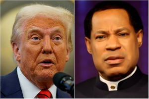 President Donald Trump (L) and Pastor Chris