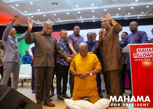 President John Dramani Mahama is fellowshipping with the clergy