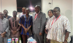 Ebenezer Agyeman among other staff of Komfo Anokye Hospital during the donation exercise