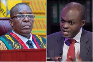 Speaker of Parliament Alban Bagbin (L) and renowned private legal practitioner Martin Kpebu