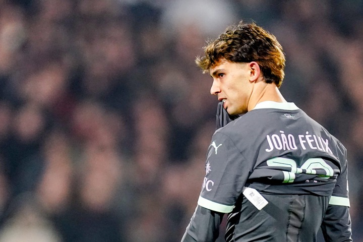 Joao Felix of AC Milan looks dejected and pulling his shirt over his face during the UEFA Champions League 2024/25 League Knockout Play-off First L...