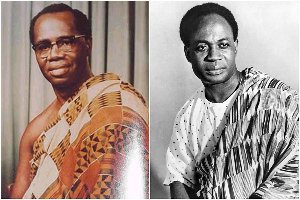 Dr Kofi Abrefa Busia (L) and Osagyefo Dr. Kwame Nkrumah