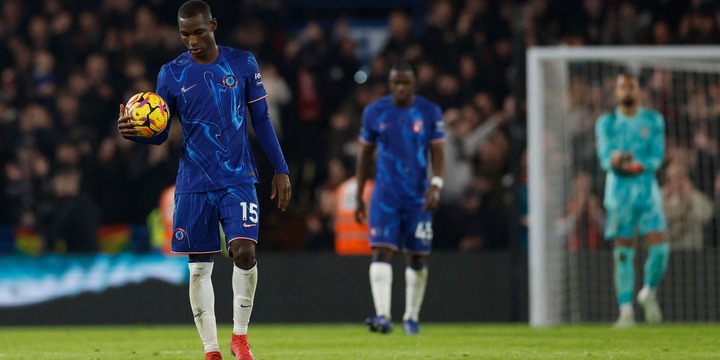 Chelsea's Nicolas Jackson looks dejected after AFC Bournemouth's Justin Kluivert scores