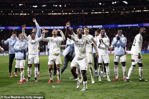 Real Madrid players celebrated at the Metropolitano but angered Atletico supporters