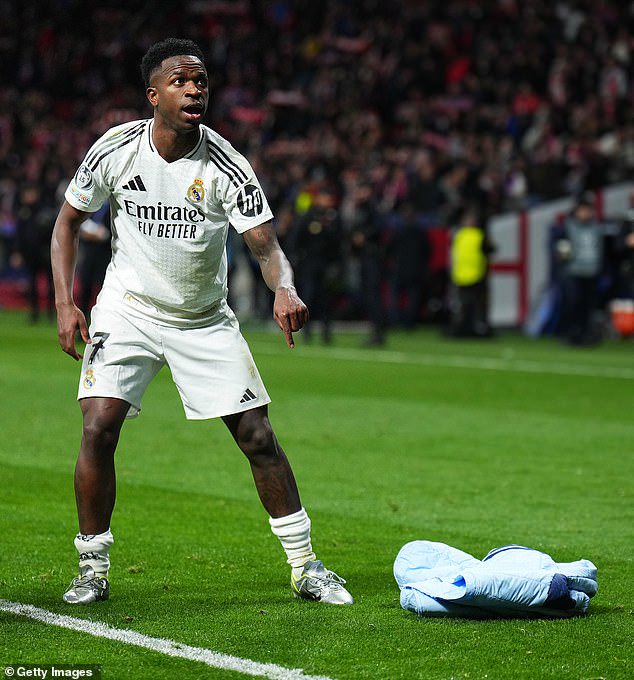 Vinicius Junior attempted to rile Atletico fans further following Real Madrid's victory