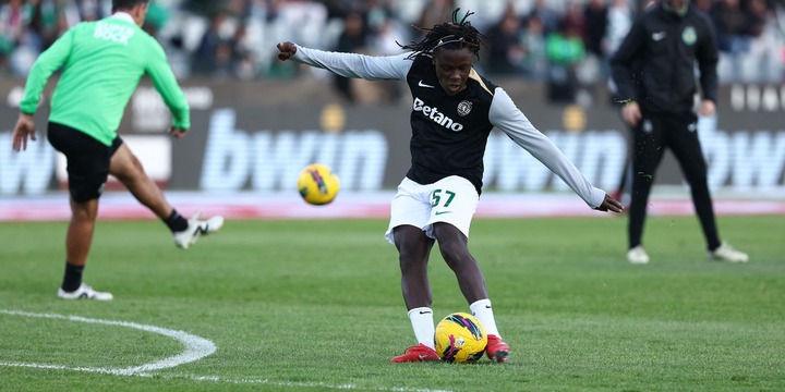 Sporting CP's Geovany Quenda during the warm up before the match