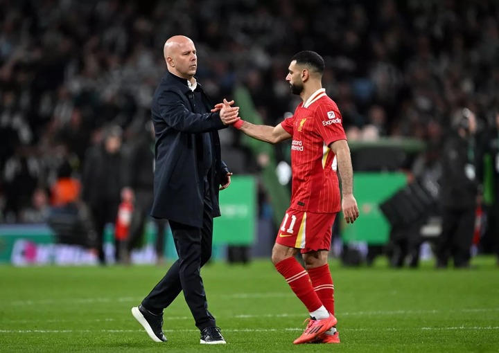 Mo Salah with Liverpool boss Arne Slot