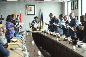 Vice President, Professor Naana Jane Opoku-Agyemang inaugurating the new Board of Directors