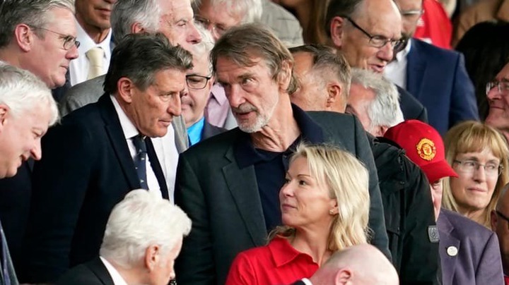 Jim Ratcliffe, center, in the stands during the English Premier...