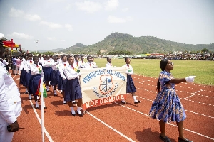 School children marching during an Independence Day celebration