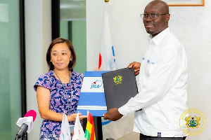 Dr. Cassiel Ato Forson, Minister of Finance and HE Suzuki Momoko, Chief Representative of JICA