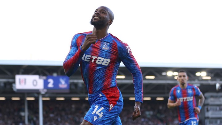 Jean-Philippe Mateta of Crystal Palace celebrates scoring a goal