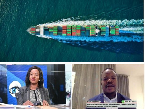 Georgina Adia Nyadia and Numbu Issahaque during Eye on Port discussion on IMO-GreenVoyage2050