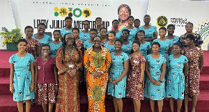 Lady Julia Osei Tutu in a photo with some school children