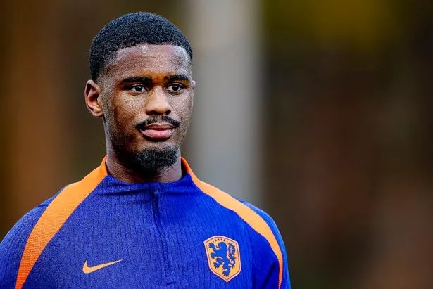 Netherlands defender Jorrel Hato participates in the training and press conference for the Netherlands at the KNVB Campus for the UEFA Nations League season 2024-2025 in Zeist, Netherlands, on March 17, 2025.