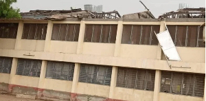 A picture of the NOBISCO girls' dormitory destroyed by the rain