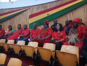 Some of the demonstrators led by Madam Anita Desoso in the chamber of Parliament