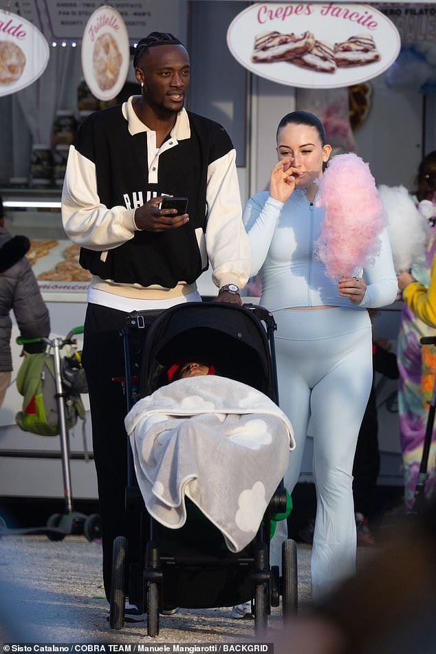 English footballer Tammy Abraham enjoyed some sweet family time while out in a park in Milan alongside his girlfriend Leah Monroe and their son Amari