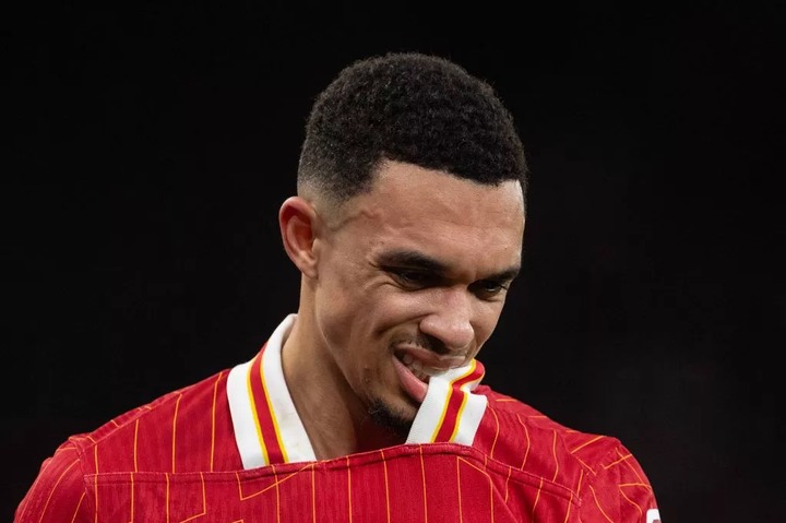 LIVERPOOL, ENGLAND - MARCH 11: Trent Alexander-Arnold of Liverpool reacts after being substituted due to injury during the UEFA Champions League 2024/25 Round of 16 Second Leg match between Liverpool FC and Paris Saint-Germain at Anfield on March 11, 2025 in Liverpool, England. (Photo by Joe Prior/Visionhaus via Getty Images)