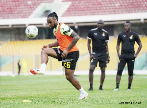 Black Stars striker, Antoine Semenyo in training