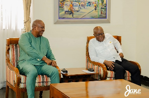 Former President Nana Addo Dankwa Akufo-Addo (R) and President John Dramani Mahama