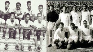 Image of Black Stars (L) and Real Madrid (R) in the 1960s